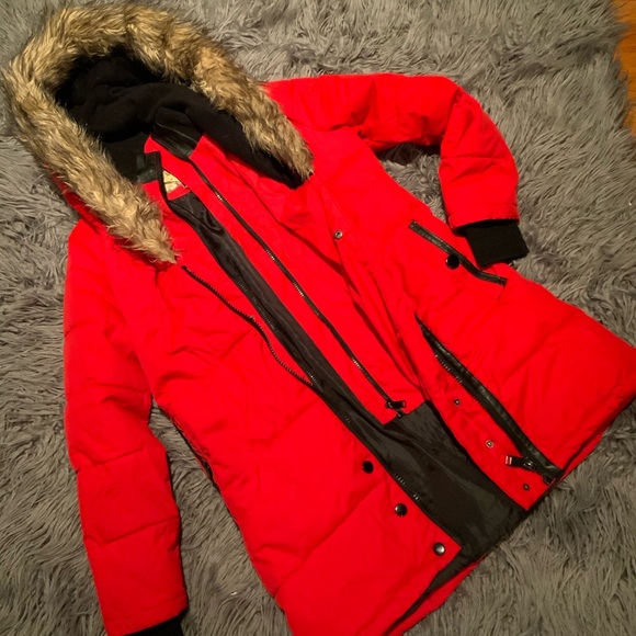 Red Double Zip Parka Puffer Jacket - Picture 1 of 8